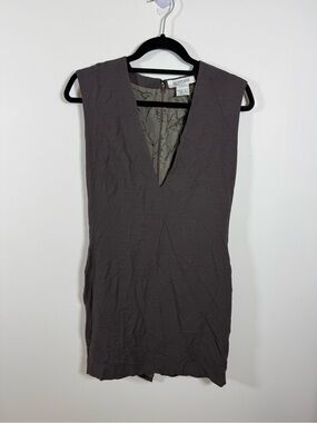 SPORTMAX | Minimalist Grey V-Neck Shift Dress Size 8